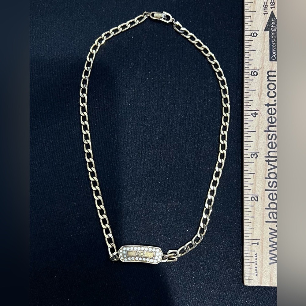 Vintage Christian Dior Crystal & Gold Choker Necklace Made in Germany - Picture 10 of 10